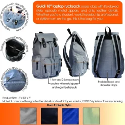 Bazic Guidi Canvas Laptop Backpack, Large, Black (1116)