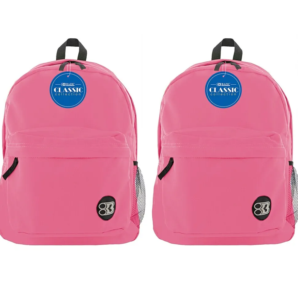 BAZIC Products Classic Backpack, Fuchsia, Pack of 2 (BAZ1056-2)