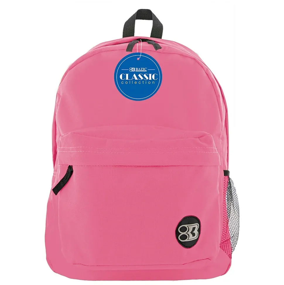 BAZIC Products Classic Backpack, Fuchsia, Pack of 2 (BAZ1056-2)