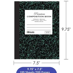 Bazic 1-Subject Composition Notebooks, Quad-Ruled, 100 Sheets, Multicolor, 6/Bundle (BAZ5052-6)