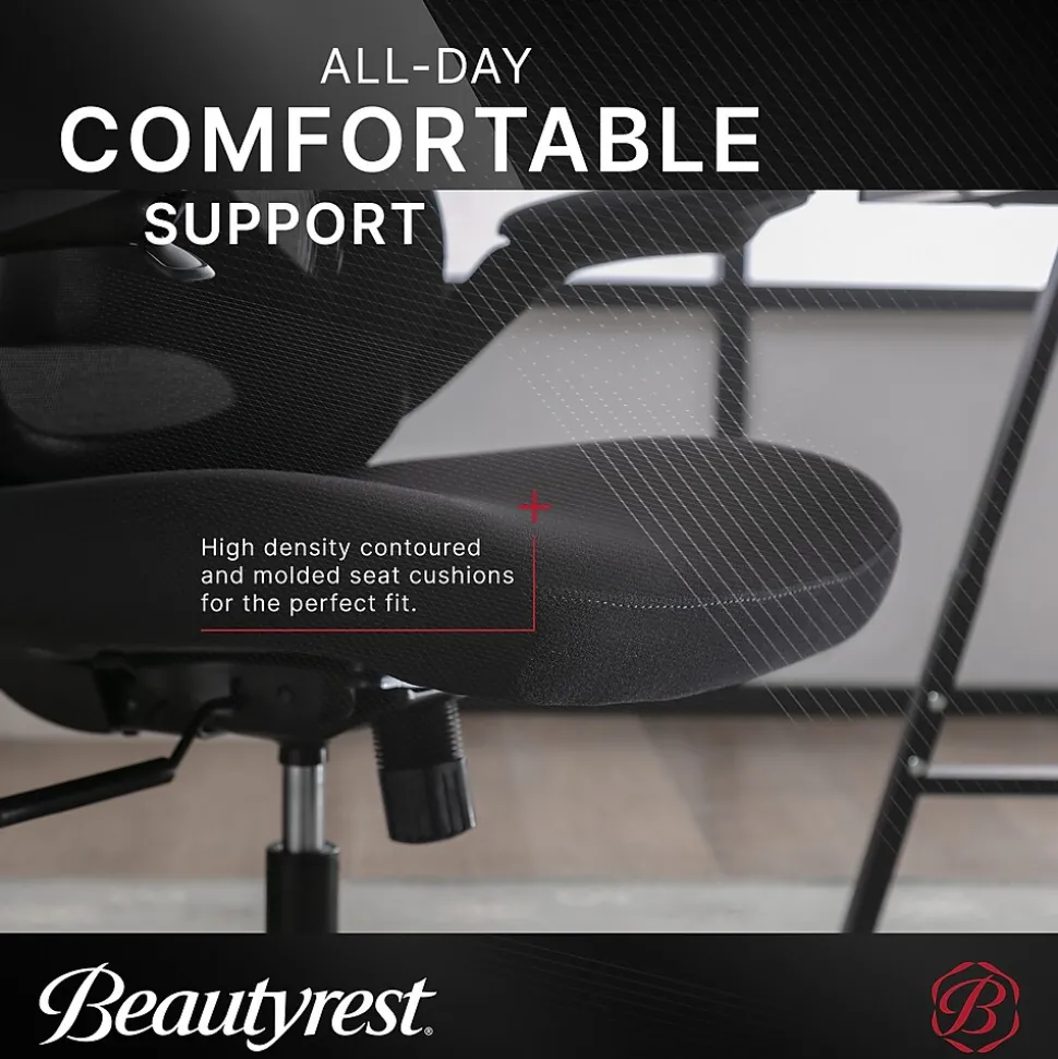 Beautyrest ErgoMax Ergonomic Mesh Swivel Task Chair, Black (60078-BLK)