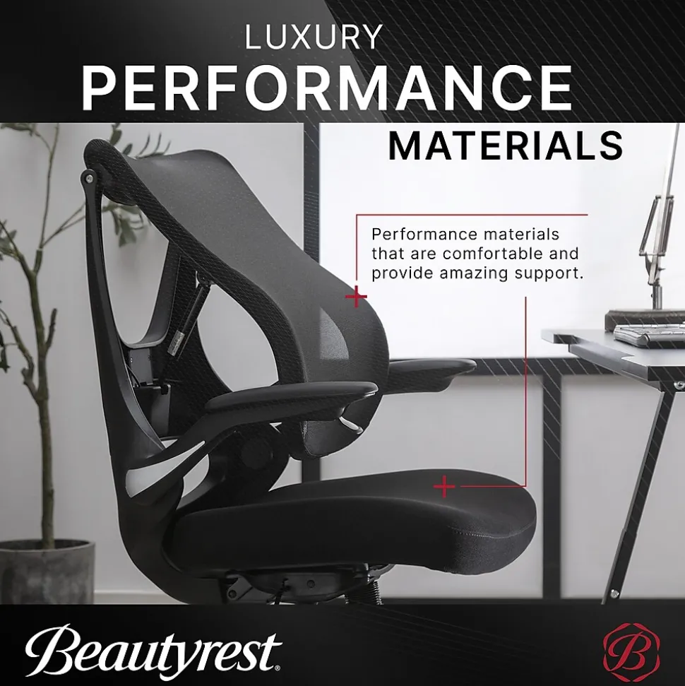 Beautyrest ErgoMax Ergonomic Mesh Swivel Task Chair, Black (60078-BLK)