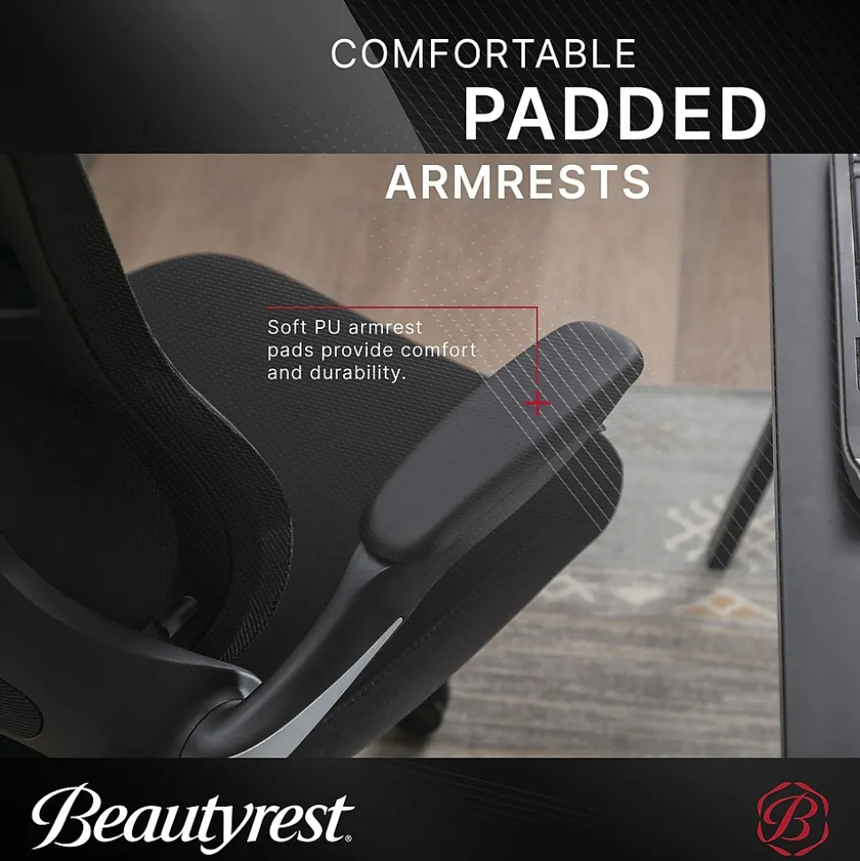 Beautyrest ErgoMax Ergonomic Mesh Swivel Task Chair, Black (60078-BLK)