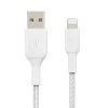 Belkin BOOST CHARGE Braided Lightning to USB-A Cable, 3.3 ft., White (CAA002BT1MWH)
