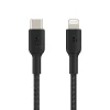 Belkin BOOST CHARGE Braided USB-C to Lightning Cable, 6.6 ft., Black