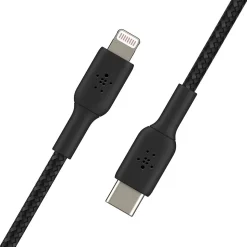 Belkin BOOST CHARGE Braided USB-C to Lightning Cable, 1m / 3.3 ft., Black