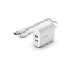 Belkin BOOST CHARGE Dual USB-A Wall Charger, 24W + USB-A to USB-C Cable, White (WCE001dq1MWH)