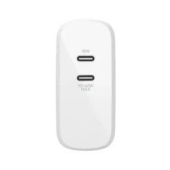Belkin BOOST CHARGE Dual USB-C PD GaN Wall Charger, 68 W, White