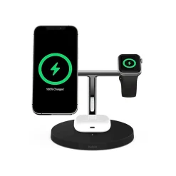 Belkin BOOST CHARGE PRO 3-in-1 Wireless Charger with MagSafe for iPhone 12, Black (WIZ009ttBK)