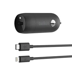 Belkin BOOST CHARGE USB-C to Lightning Cable Car Charger for Multiple Brands, Black (F7U099bt04-BLK)