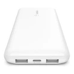 Belkin BoostCharge USB-A/USB-C Power Bank, 10000 mAh, White (BPB011btWH)