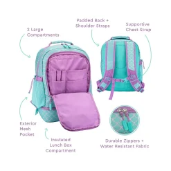 bentgo Kids Prints Mermaid Scales Backpack with Lunch Box, Teal/Purple (BGBKPAK-MMD)