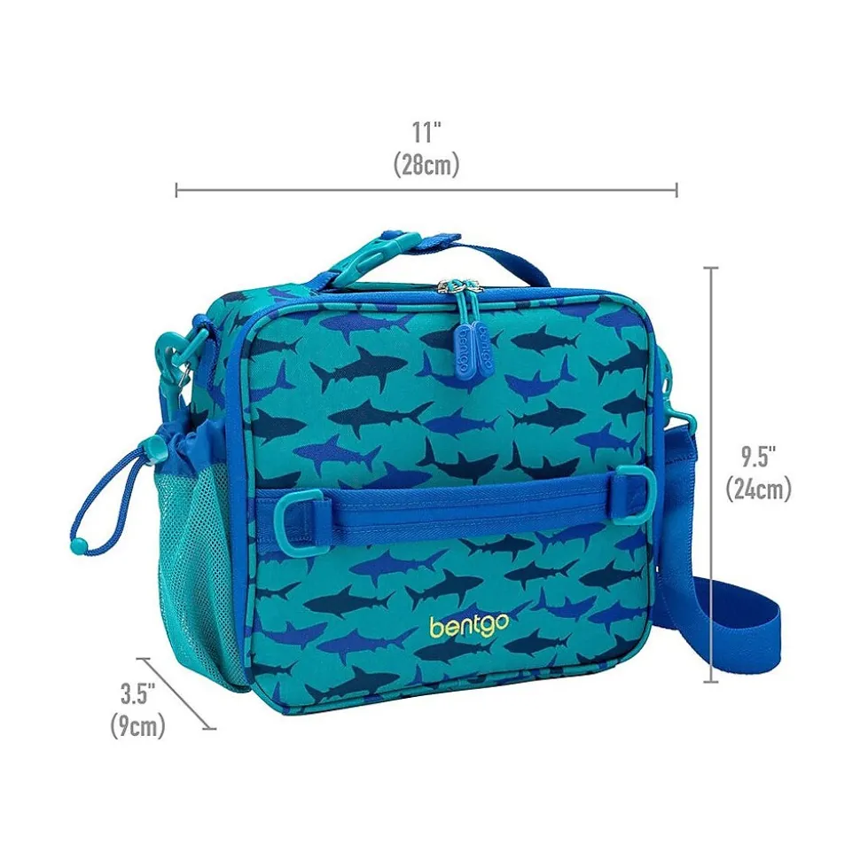bentgo Kids Prints Sharks Lunch Bag, Blue (BGPTBAG-SHK)