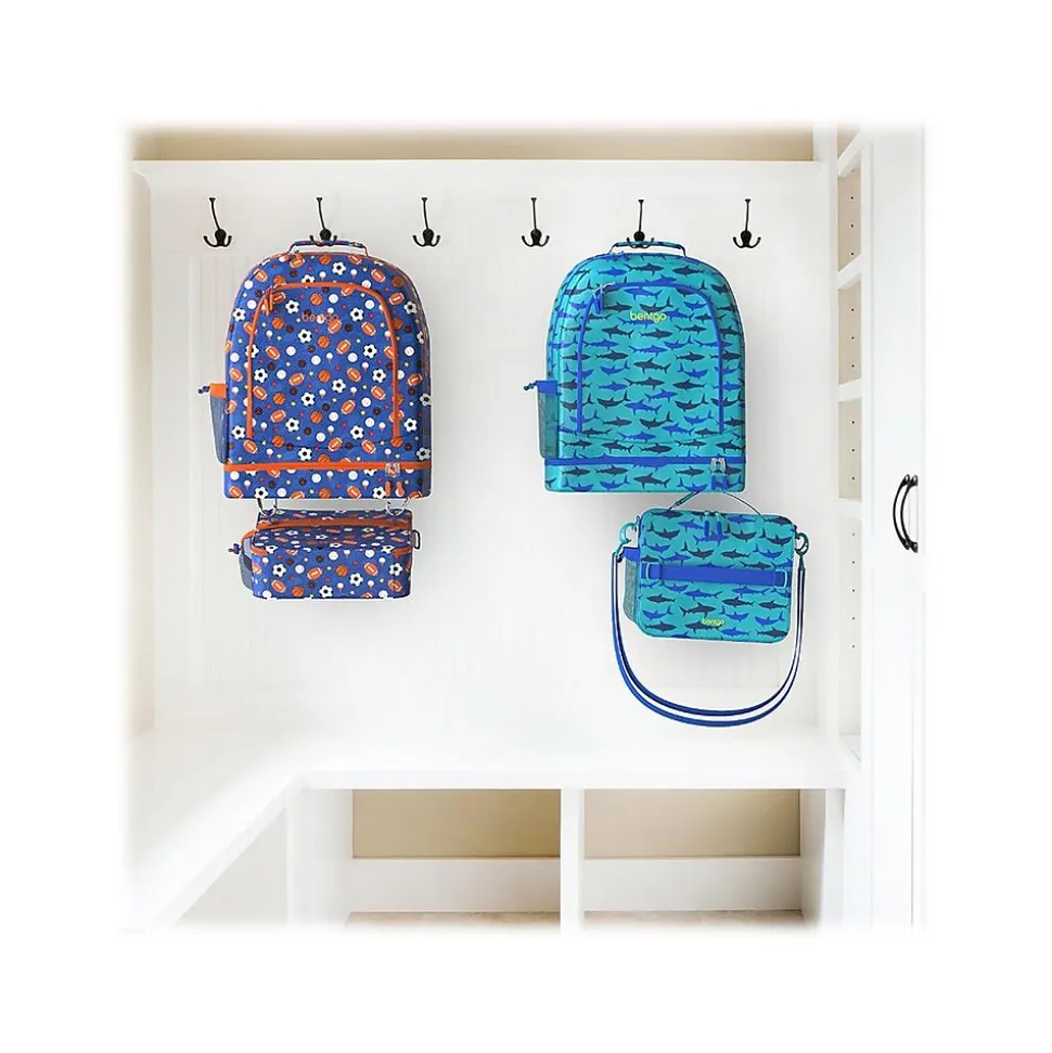 bentgo Kids Prints Sharks Lunch Bag, Blue (BGPTBAG-SHK)