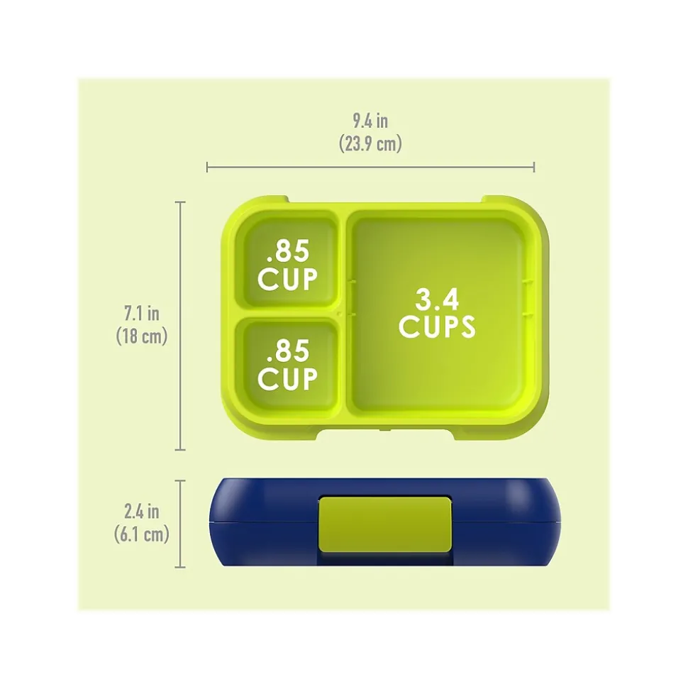 bentgo Pop Lunch Box, Navy Blue/Chartreuse (BGOPOP-NB)