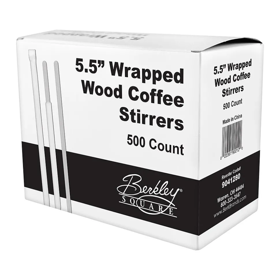 BERK Individually Wrapped Wooden Stirrer, 500/Box (9041280)
