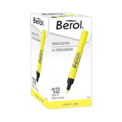 Berol Tank Highlighters, Chisel, Yellow, Dozen (64324)