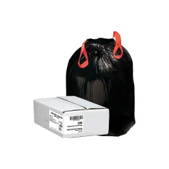 Berry Global Draw 'N Tie 30 Gallon Industrial Trash Bag, 30.5" x 34", Low Density, 1.2mil, Black, 200 Bags/Box (1DT200)