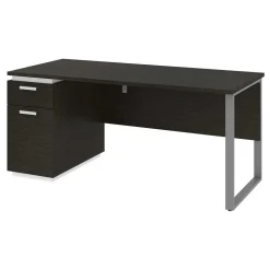 Bestar Aquarius 66" Pedestal Desk, Deep Grey/White (114400-000032)