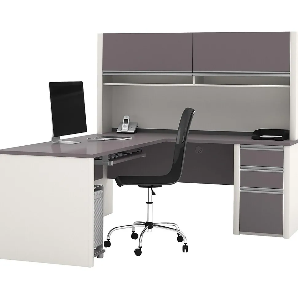 Bestar Connexion 71" L-Shaped Desk, Slate/Sandstone (93859-59)