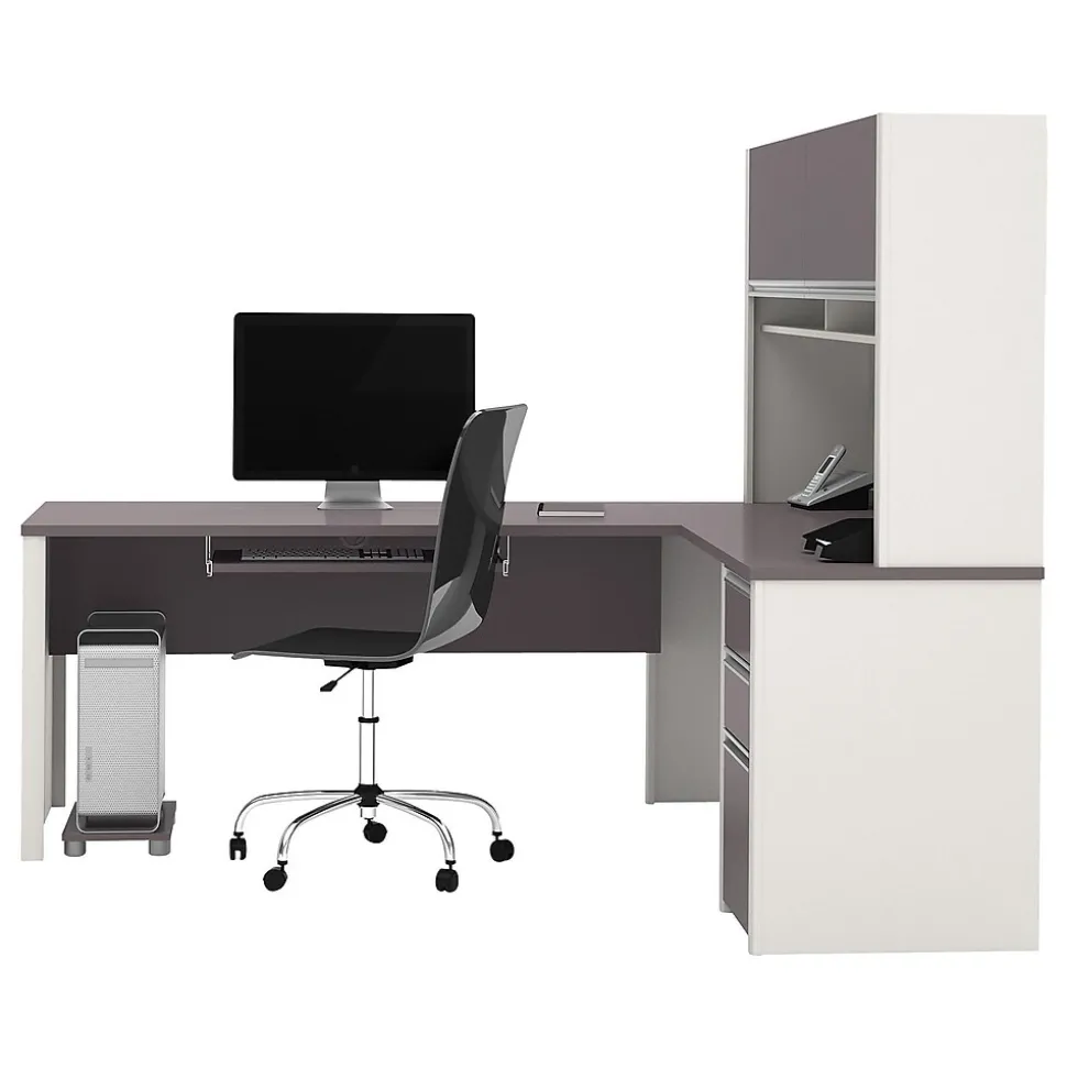Bestar Connexion 71" L-Shaped Desk, Slate/Sandstone (93859-59)