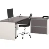Bestar Connexion Collection 71"W L-Shaped Desk with Oversize Pedestal, Sandstone and Slate (93862-59)