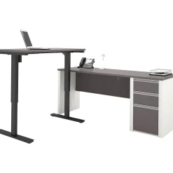 Bestar Connexion 72"W L-Desk with Electric Height-Adjustable Desk, Slate/Sandstone (93885-59)