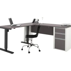Bestar Connexion 72"W L-Desk with Electric Height-Adjustable Desk, Slate/Sandstone (93885-59)