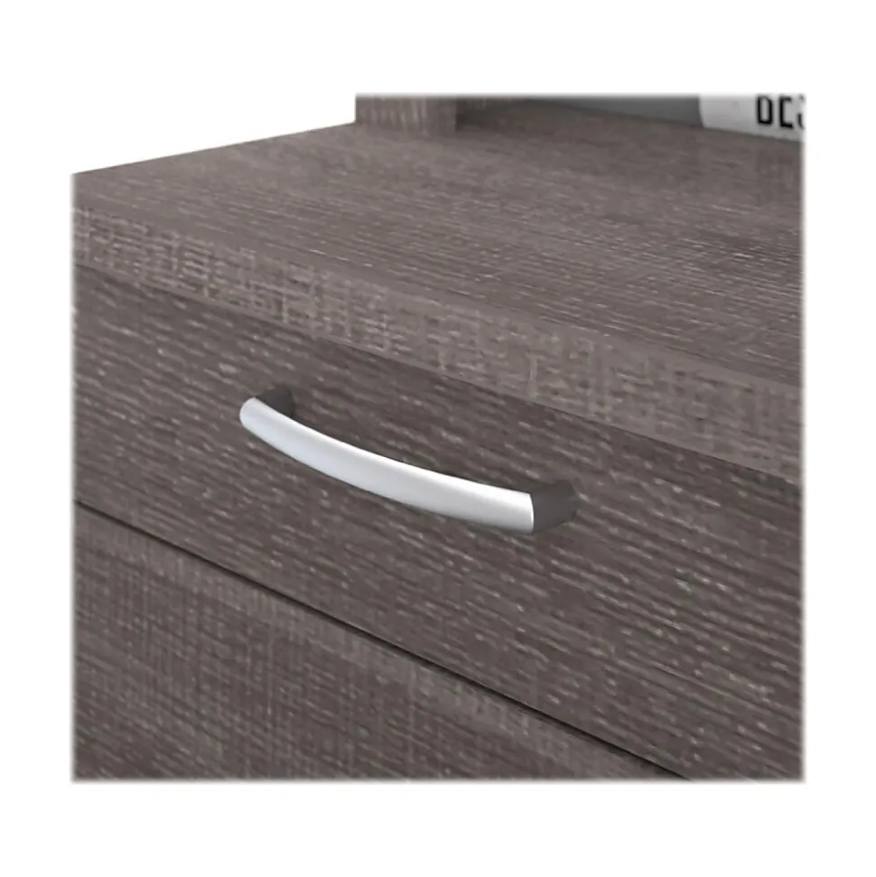 Bestar Logan 66" U-Shaped Executive Desk with Hutch, Lateral File Cabinet, and Bookcase, Bark Grey (46851-47)