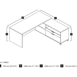 Bestar Pro-Linea L-Desk, White (120863-17)