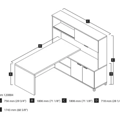 Bestar Pro-Linea L-Desk with Hutch, White/Bark Grey (120884-47)