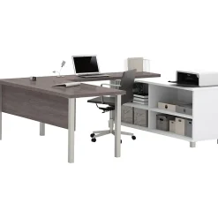 Bestar Pro-Linea U-Desk, White/Bark Grey (120881-47)