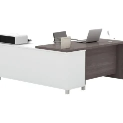 Bestar Pro-Linea 71"W L-Desk, White & Bark Grey (120885-47)