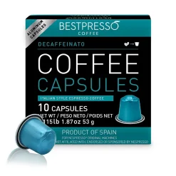 Bestpresso Decaffeinatio Blend Coffee Nespresso Original Pods, Light Roast, 10/Box (BST10423)