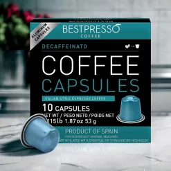 Bestpresso Decaffeinatio Blend Coffee Nespresso Original Pods, Light Roast, 10/Box (BST10423)