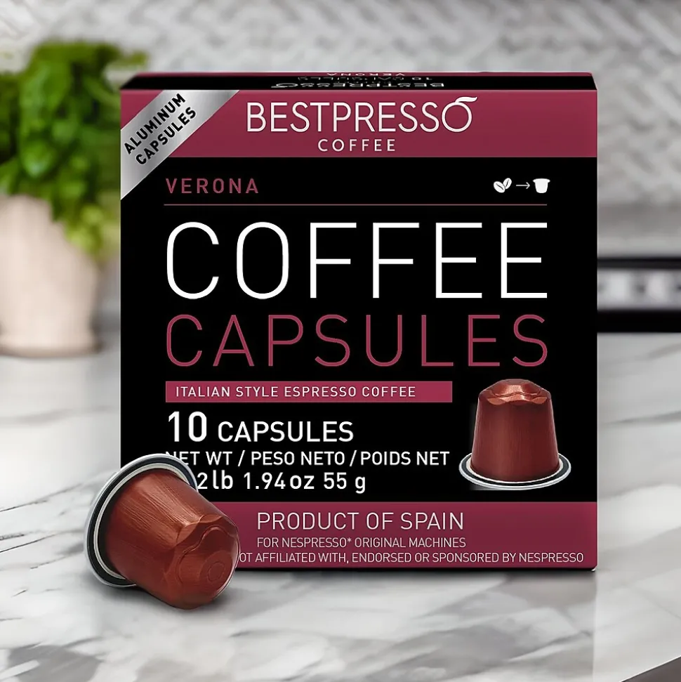 Bestpresso Verona Blend Coffee Nespresso Original Pods, Dark Roast, 10/Box (BST10406)