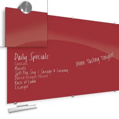 Best-Rite Visionary Colors Magnetic Glass Dry Erase Whiteboard 47.24" x 94.49" Red (83846-Red)
