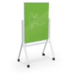 Best-Rite Visionary Curve Colored Glass Whiteboard Easel White Frame Green Glass 47.24"H x 35.43"H Surface (74957-Green)