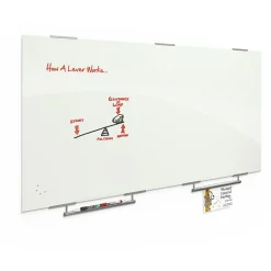 Best-Rite Visionary Magnetic Glass Dry Erase Whiteboard with Exo Tray System, 47.24" x 94.49", White (83846-2X576)