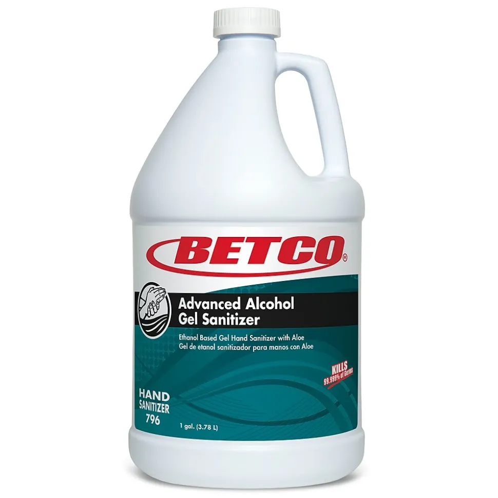 Betco Advanced 70% Alcohol Gel Hand Sanitizer with Aloe, Light Fresh Scent, 128 oz., 4/Carton (7960400)