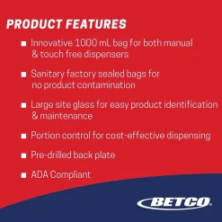 Betco Clario Universal 91819-00 Wall Mounted Hand Soap/Hand Sanitizer Dispenser, White (9181900)