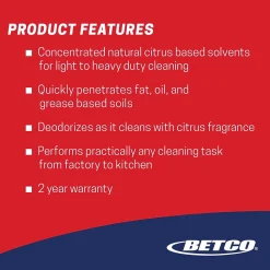 Betco Fastdraw 10 Citrus Chisel Cleaner/Degreaser, Citrus Scent, 67.6 oz., 4/Carton (BET1674700)