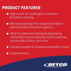 Betco Probiotic Grease Solv Industrial Microbial Degreaser, Orange Scent, 1 gal Bottle, 4/Carton (BET26010400)