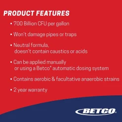 Betco Probiotic Solutions Drain and Trap Treatment, Ocean Scent, 1 gal Bottle, 4/Carton (BET26000400)
