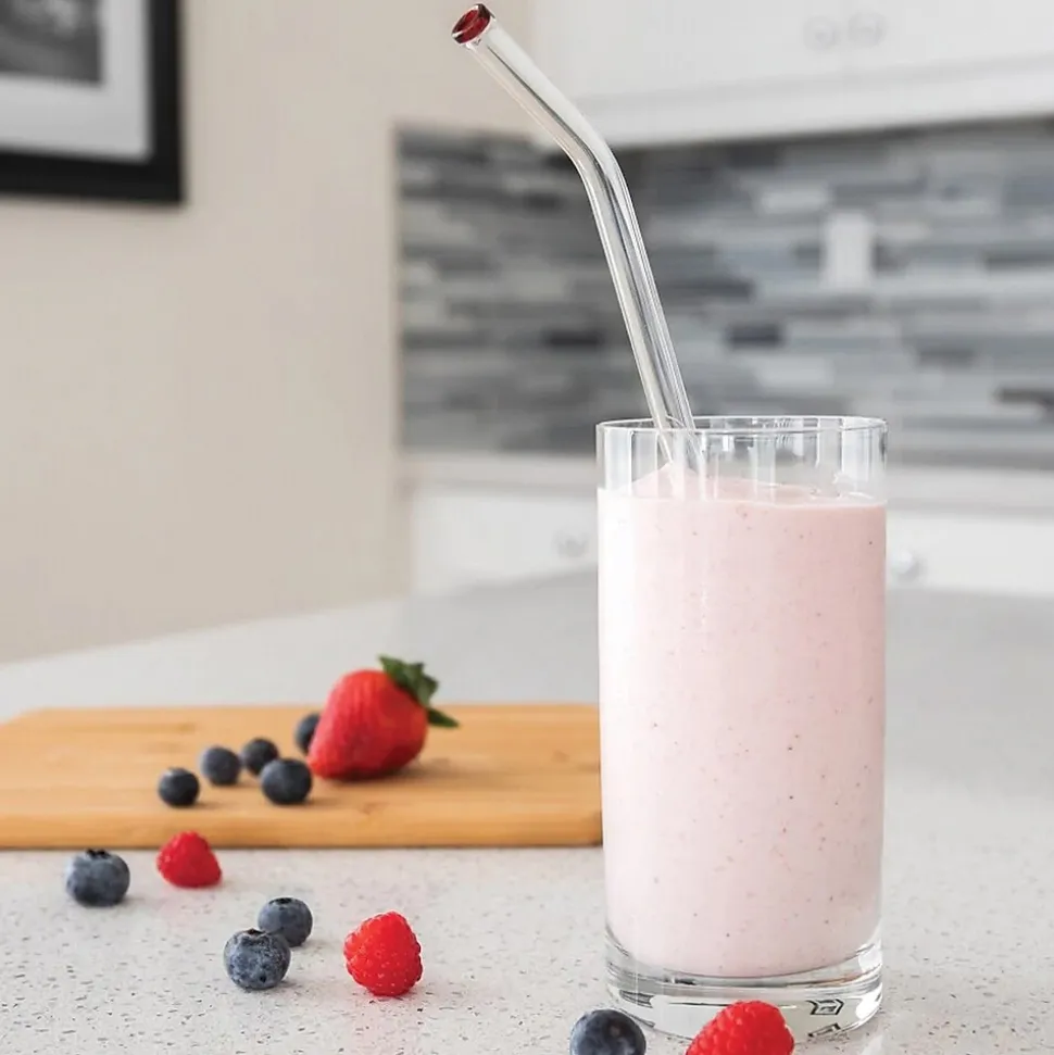 Better Houseware Extra-Wide Glass Straws with Cleaning Brush, 5 Pack, (309)