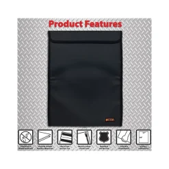 Better Office Fabric Fireproof Document Bag with Protective Flap, Black, 15" (24511)