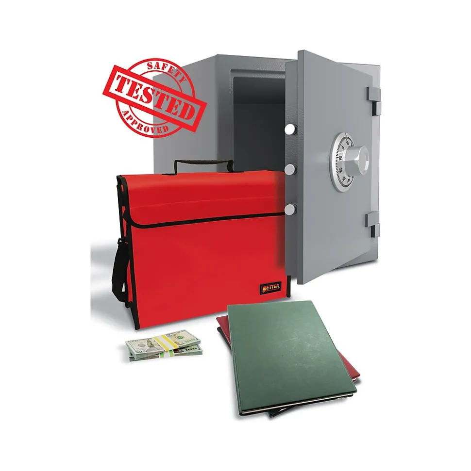 Better Office Fabric Water-Resistant Briefcase, Red (24523)