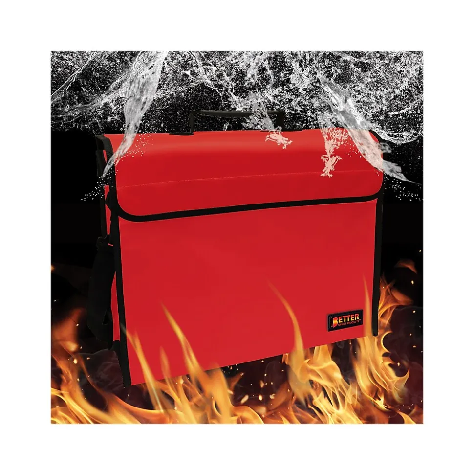 Better Office Fabric Water-Resistant Briefcase, Red (24523)