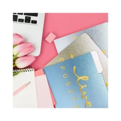 Better Office Gold Foil Positive Thoughts Heavyweight File Folders, 1/3-Cut Tab, Letter Size, Assorted Colors, 12/Pack