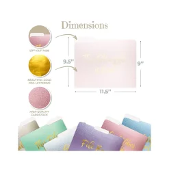 Better Office Gold Foil Popular Sayings Heavyweight File Folders, 1/3-Cut Tab, Letter Size, Assorted Colors, 12/Pack